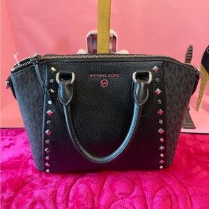 Michael Kors Black Studded Satchel